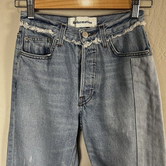 Reformation Skinny Patch Jeans Torres Wash Patchwork High Rise Size 23 - Picture 3 of 13